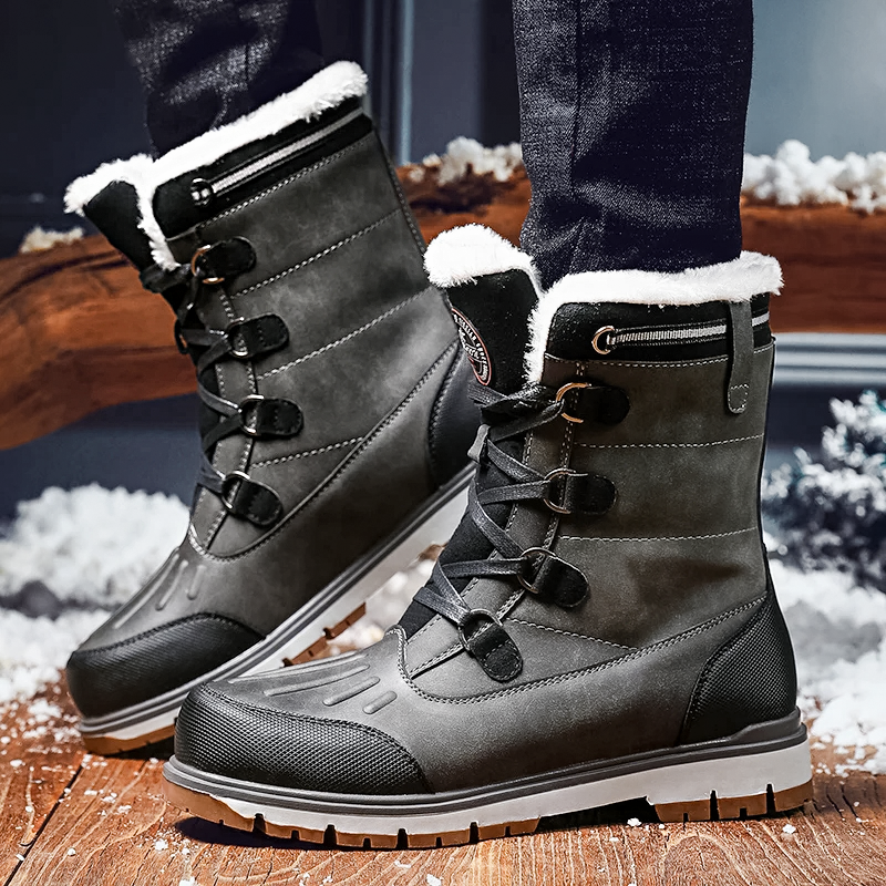 James | Men’s Fur-Lined Mid-Calf Boots with Lace-Up and Zipper