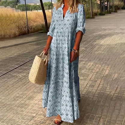 Sabrina | Women Long Sleeve Summer Boho Print Dress