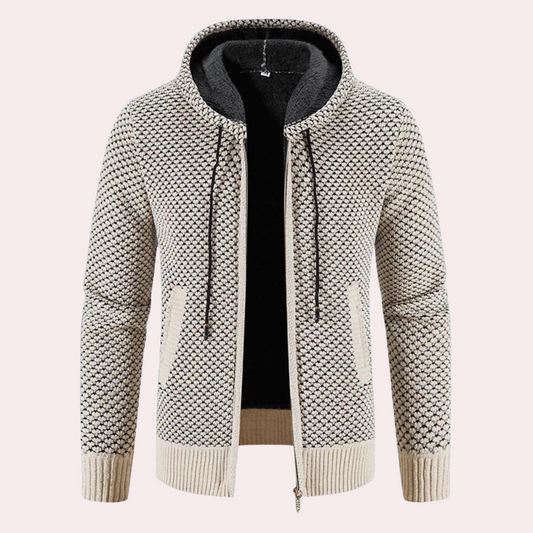 Carter | Men’s Hooded Knit Cardigan Sweater Mid-Length