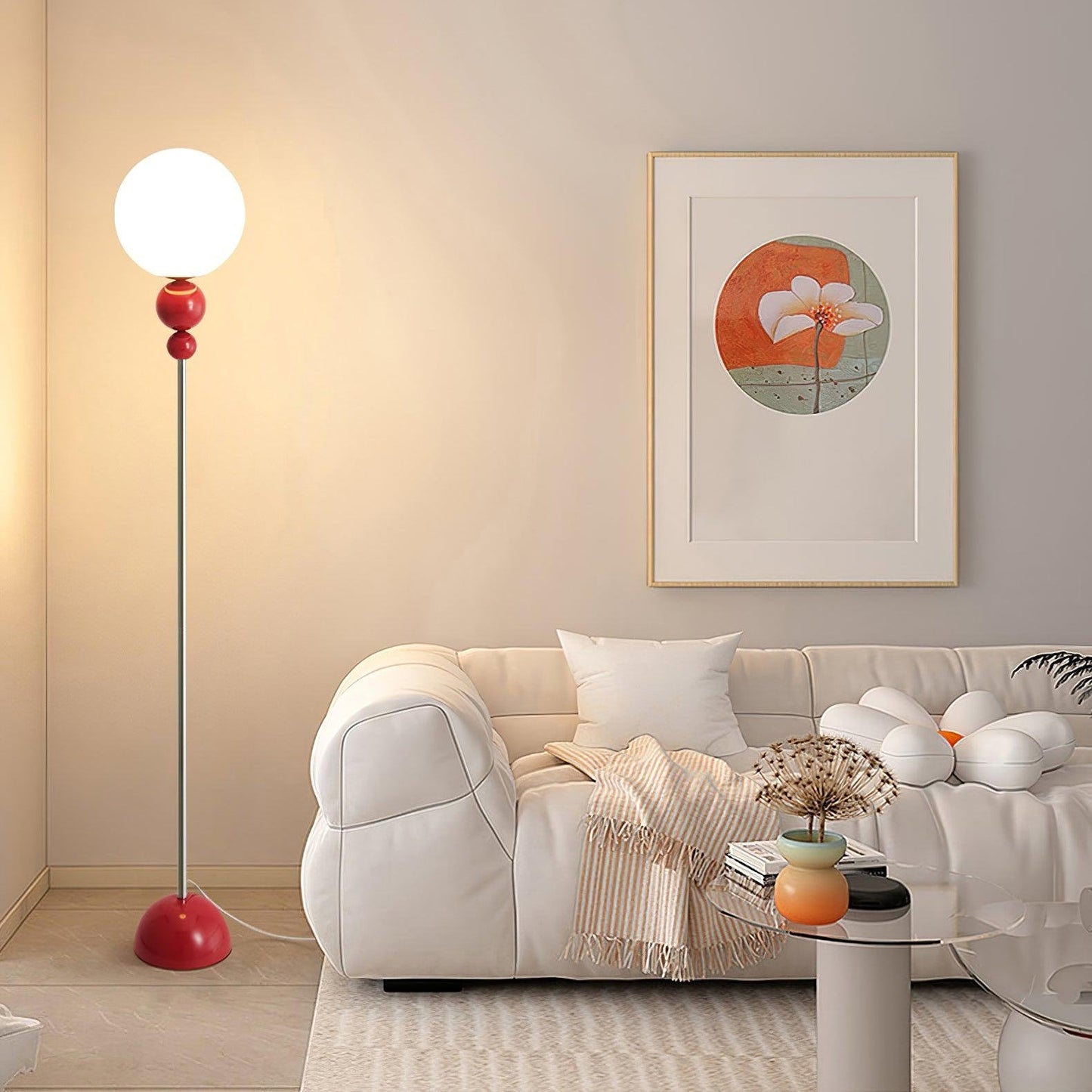 HaloRay Floor Light | Modern 60" Metal + Glass Design