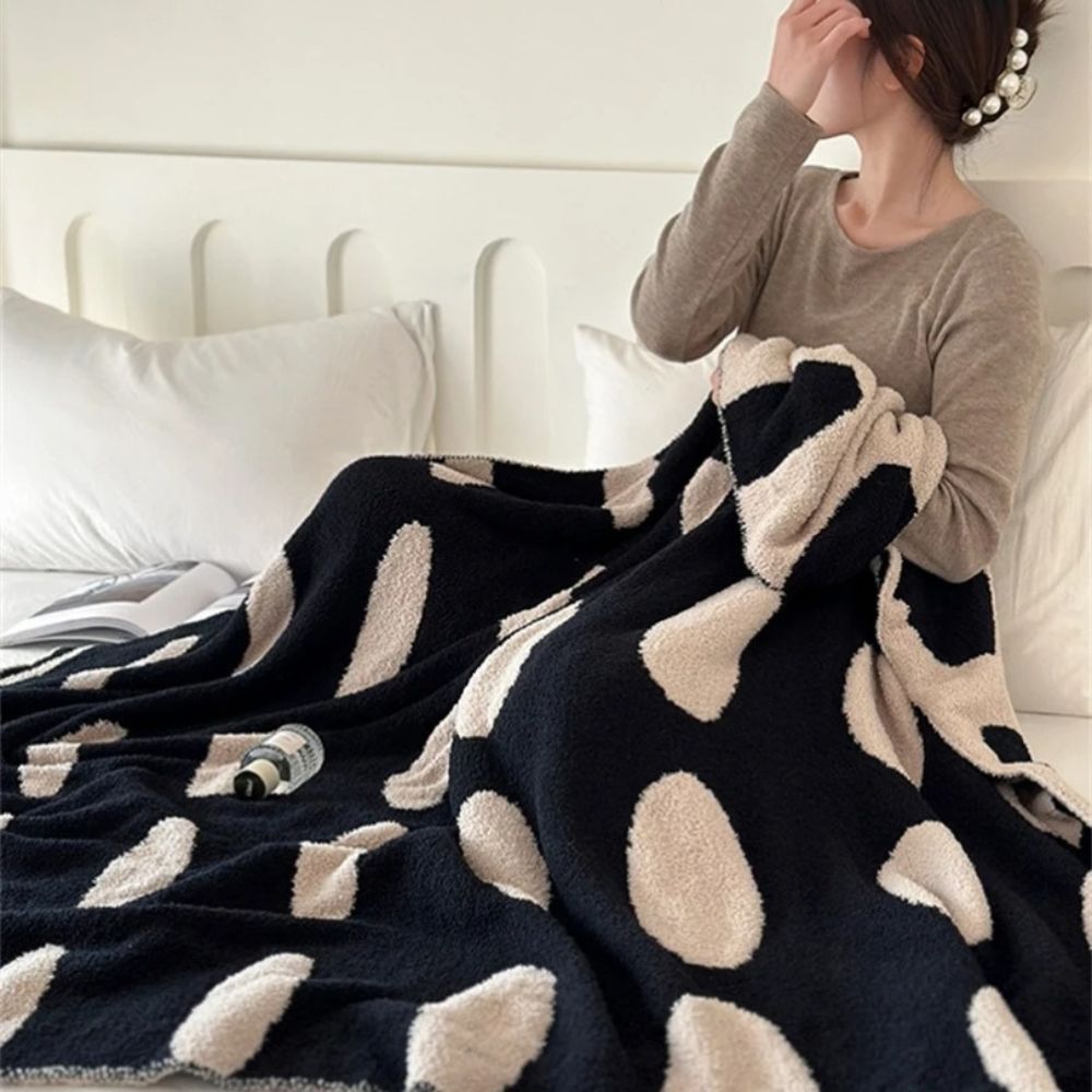 Polka Dot Reversible Throw | Soft Fleece Blanket for Sofa or Bed