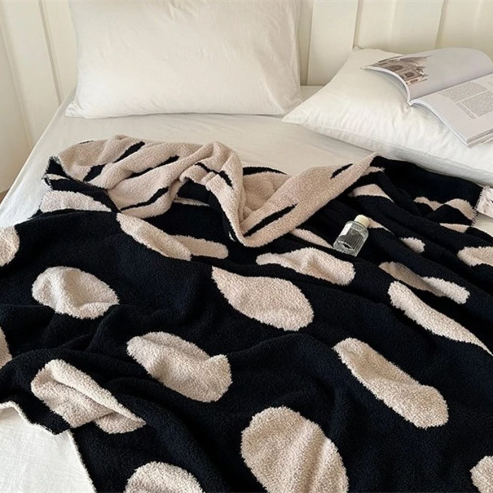 Polka Dot Reversible Throw | Soft Fleece Blanket for Sofa or Bed