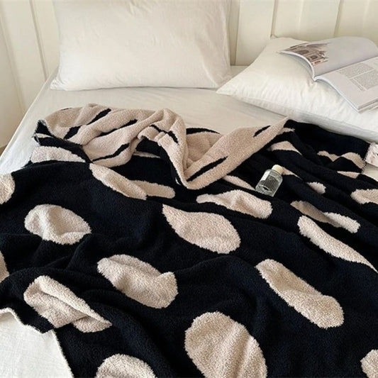 Polka Dot Reversible Throw | Soft Fleece Blanket for Sofa or Bed