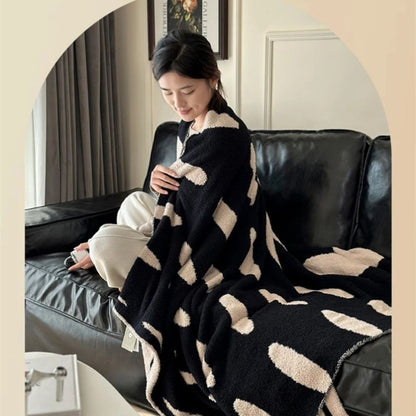 Polka Dot Reversible Throw | Soft Fleece Blanket for Sofa or Bed