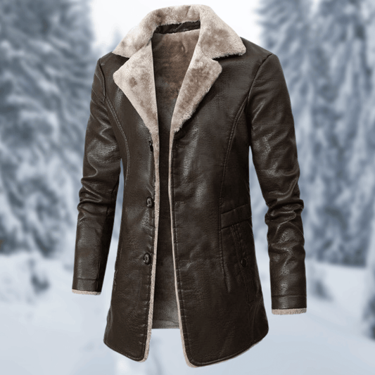 Carlo | Men’s Classic Straight Fit Coat with Faux Shearling Collar