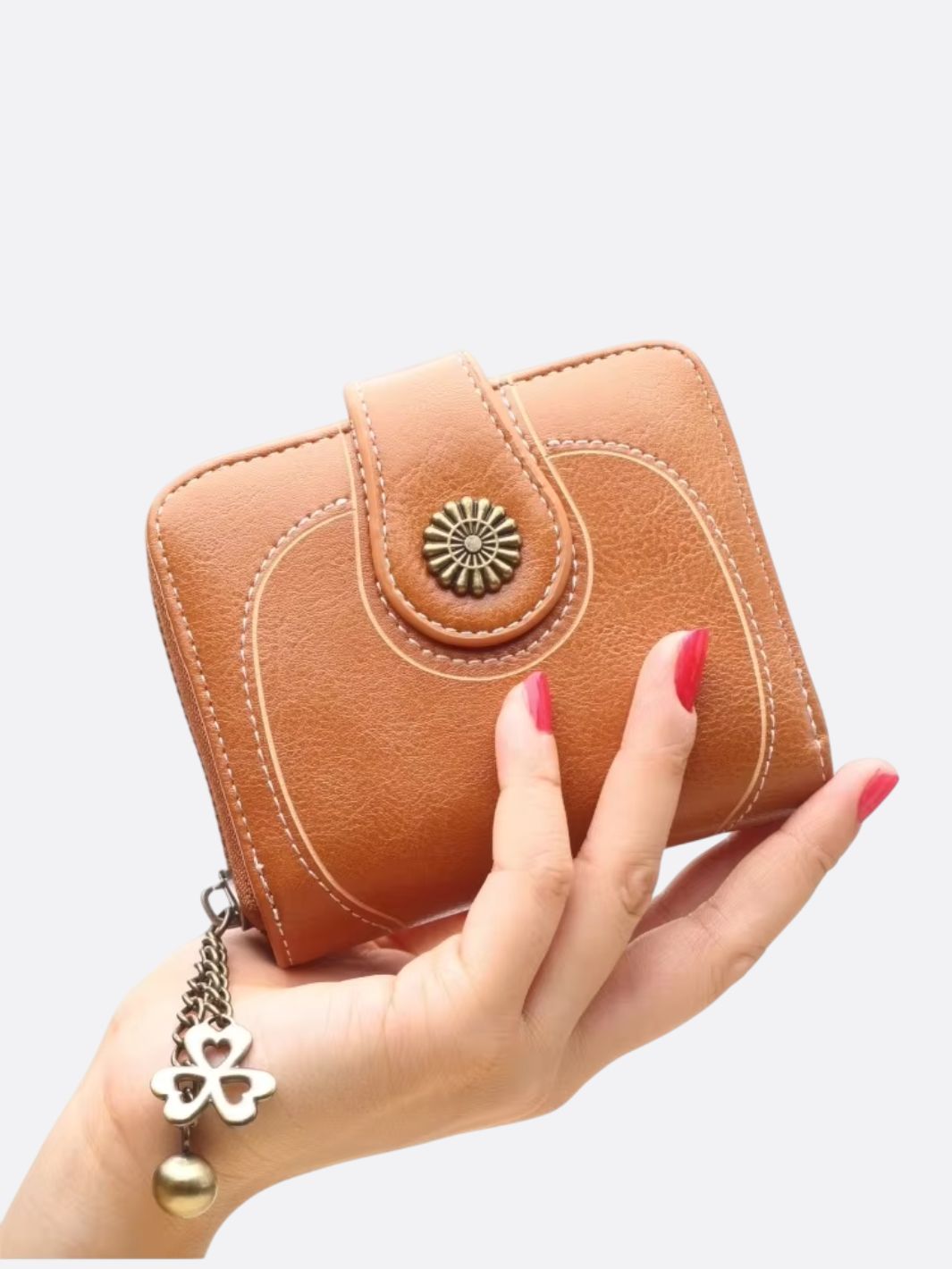 Elegant Women's Wallet with Snap Closure, Organized Compartments, Durable Polyurethane Leather 2