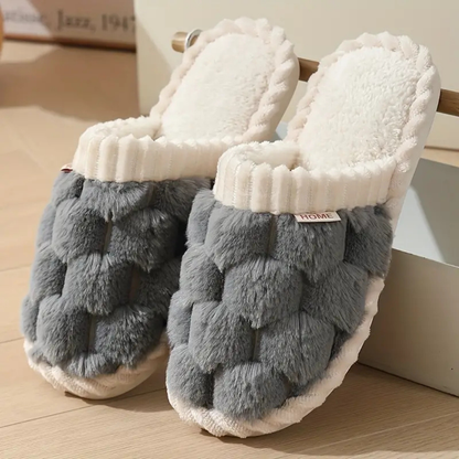 Soft Fleece Winter Slippers | Closed-Toe Warm Indoor Shoes for Home Use