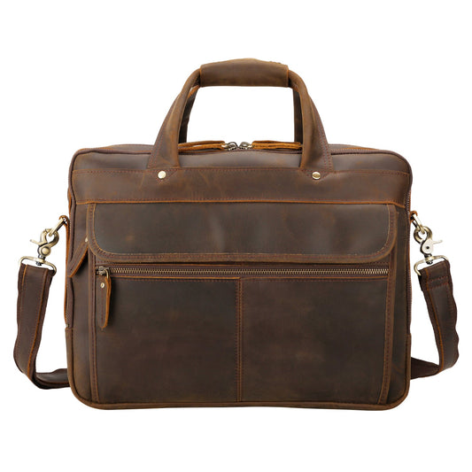 Full Grain Italian Leather Laptop Briefcase – Stylish Business Bag for Men, Fits 15.6” Laptop 3