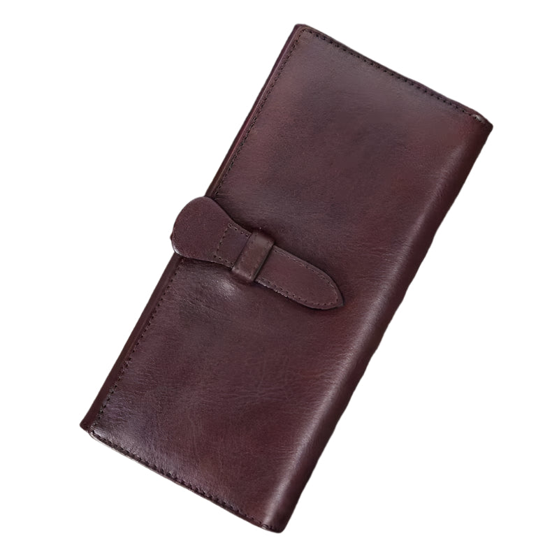Full Grain Leather Wallet for Women – Handmade Vintage Long Purse with 14 Card Slots and Multiple Pockets 3