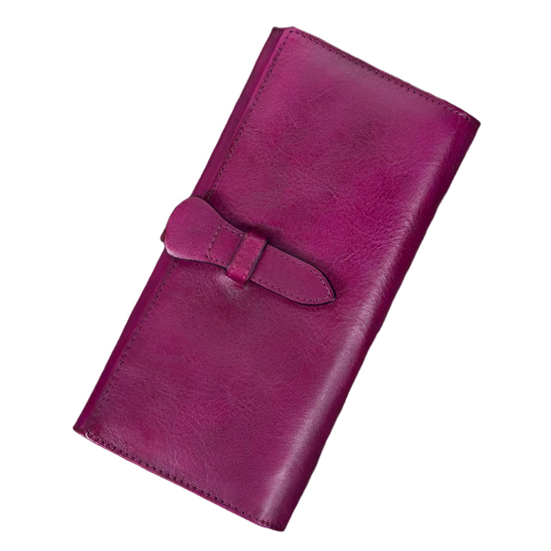 Full Grain Leather Wallet for Women – Handmade Vintage Long Purse with 14 Card Slots and Multiple Pockets 4