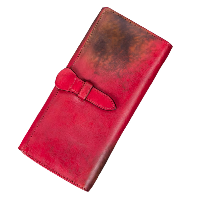 Full Grain Leather Wallet for Women – Handmade Vintage Long Purse with 14 Card Slots and Multiple Pockets 5