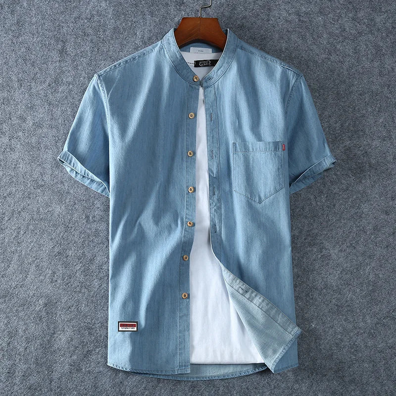 Chris | Men’s Versatile Casual Denim Shirt for Spring Season