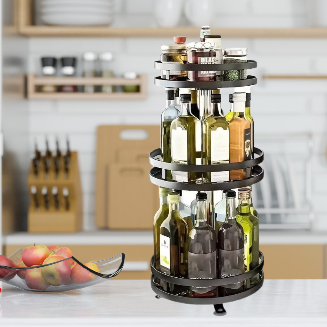 SpinStow Ingot Rack | 360° Rotating Organizer for Smart Cabinet Storage