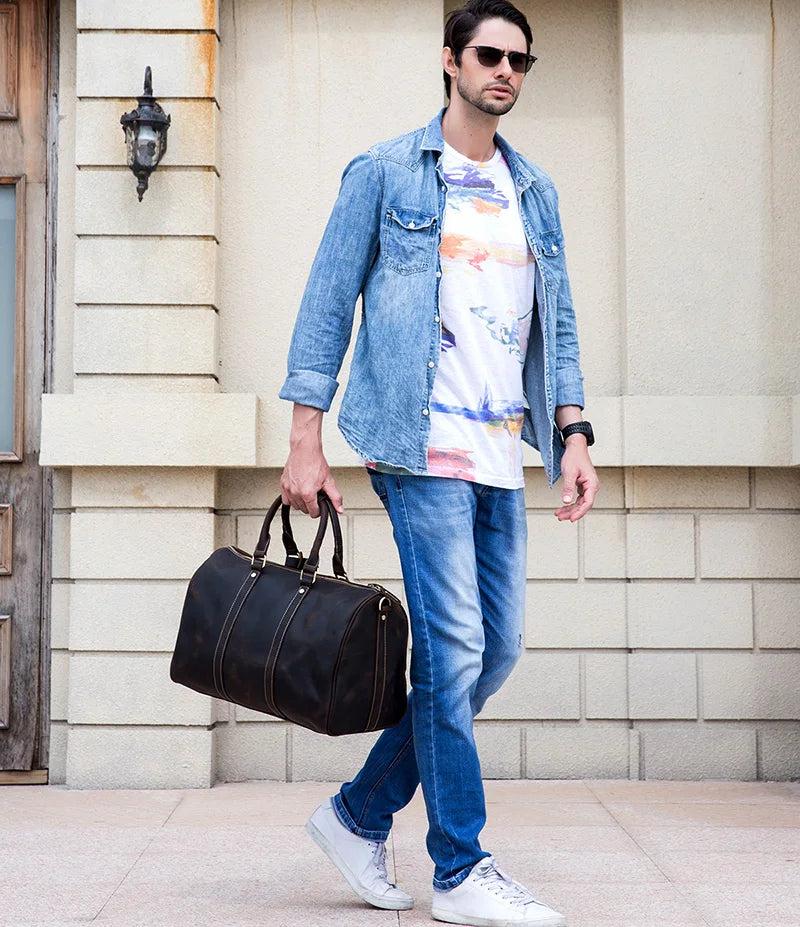 Weekender 18 | Genuine Leather Travel Bag with Spacious Interior and Adjustable Strap-3