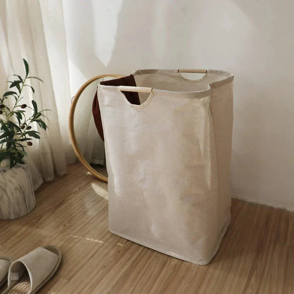 ZenFold Laundry Basket | Minimalist Japanese Charm in a Foldable Cotton-Linen Design