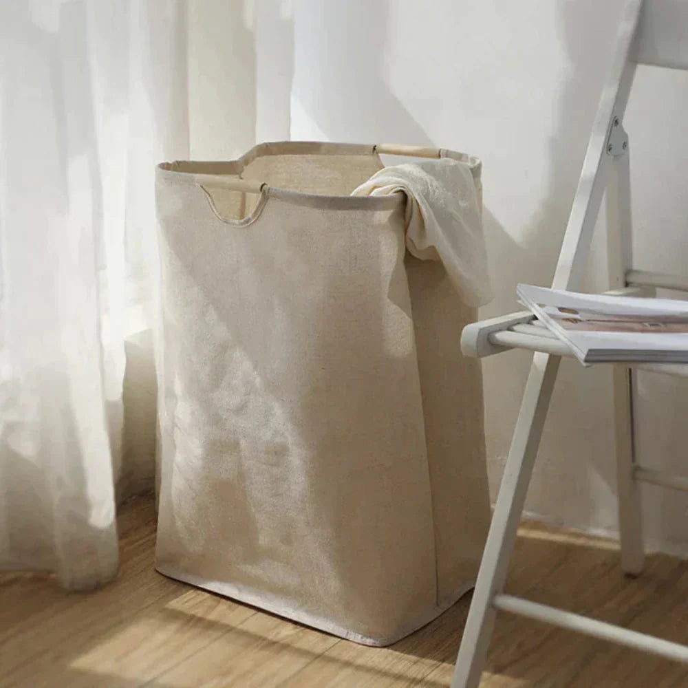 ZenFold Laundry Basket | Minimalist Japanese Charm in a Foldable Cotton-Linen Design