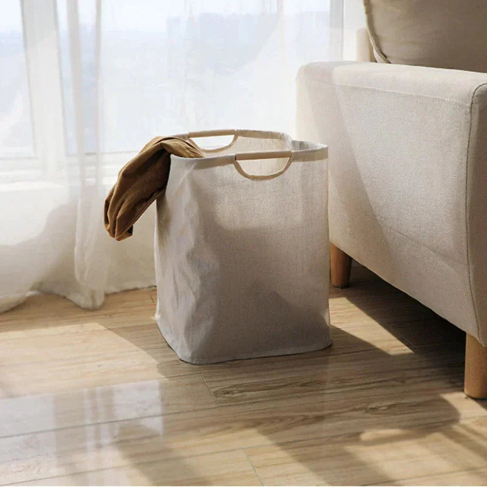 ZenFold Laundry Basket | Minimalist Japanese Charm in a Foldable Cotton-Linen Design