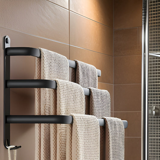 LumiHang Towel Rack | Triple-Layer Wall Mount in Black