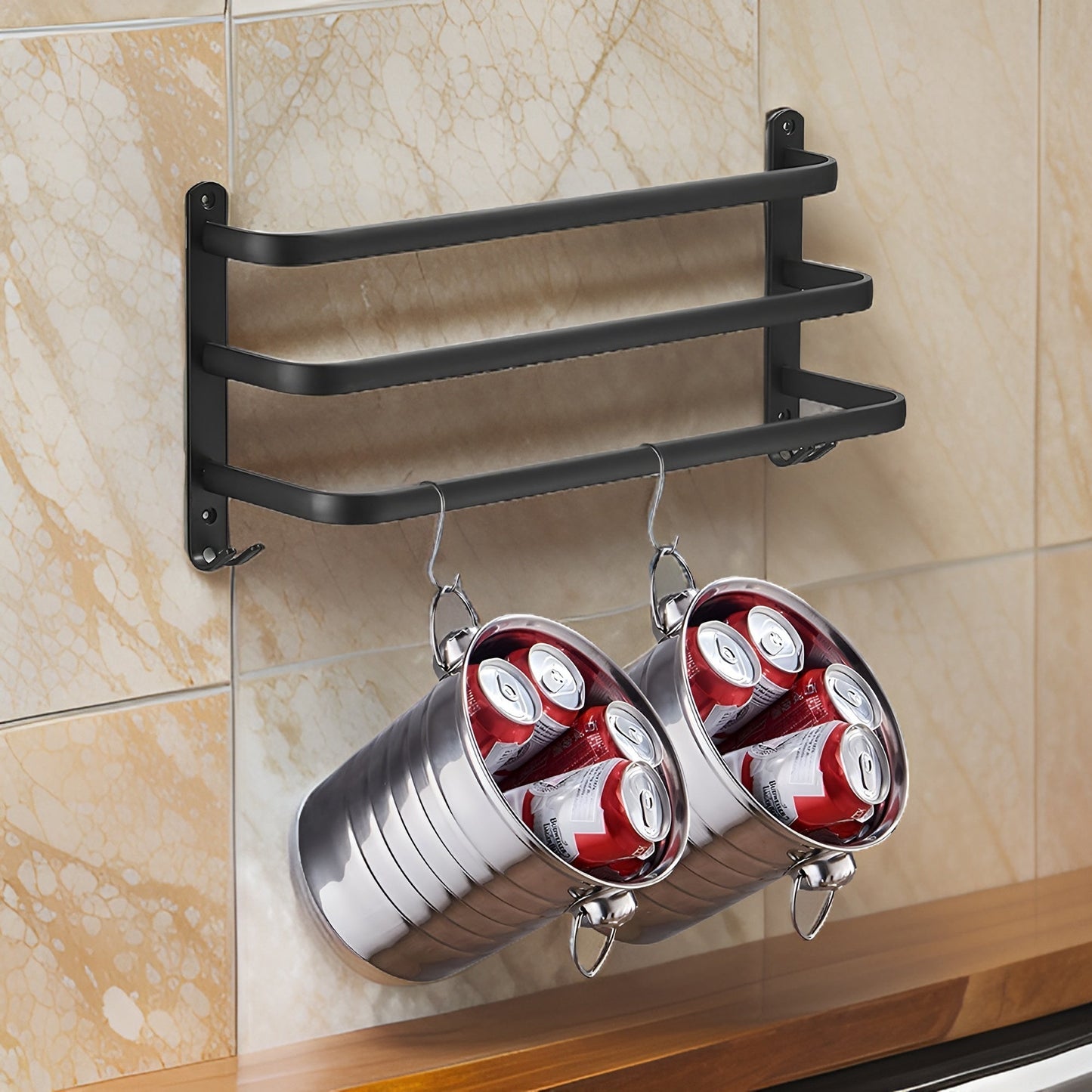 LumiHang Towel Rack | Triple-Layer Wall Mount in Black