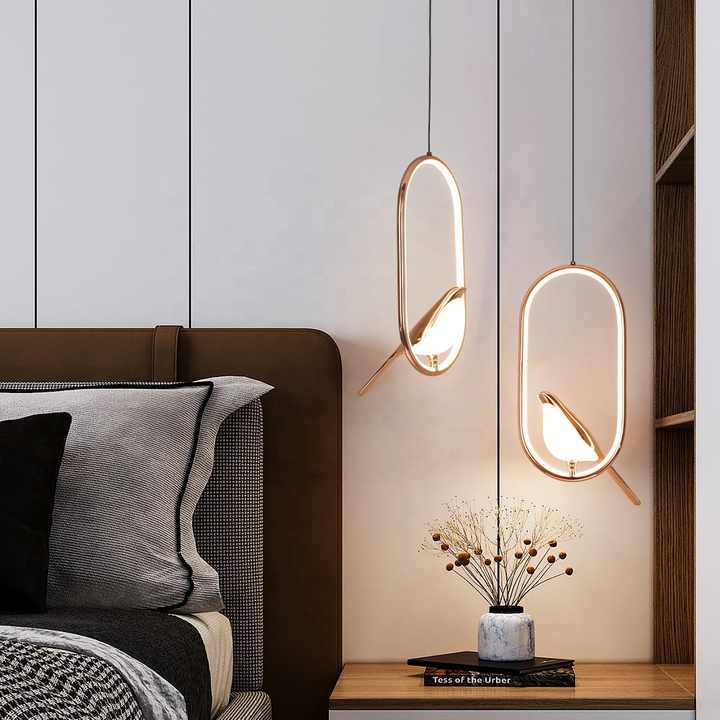 Aurea Aviary | Gilded Bird Pendant in Modern Elegance