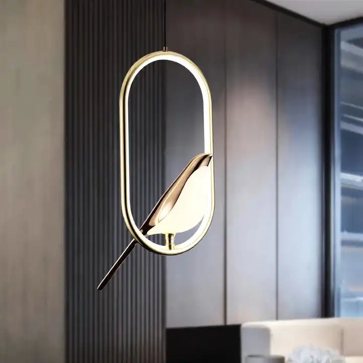 Aurea Aviary | Gilded Bird Pendant in Modern Elegance