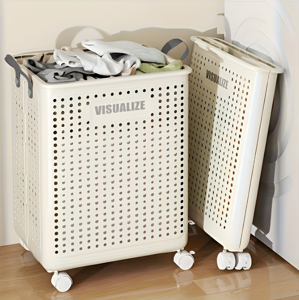GlideNest Laundry Cart | Effortless Style with Wheels & a Collapsible Frame