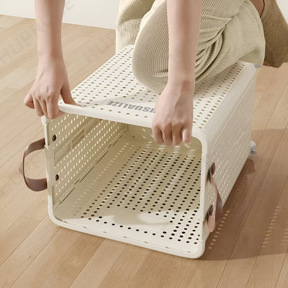 GlideNest Laundry Cart | Effortless Style with Wheels & a Collapsible Frame