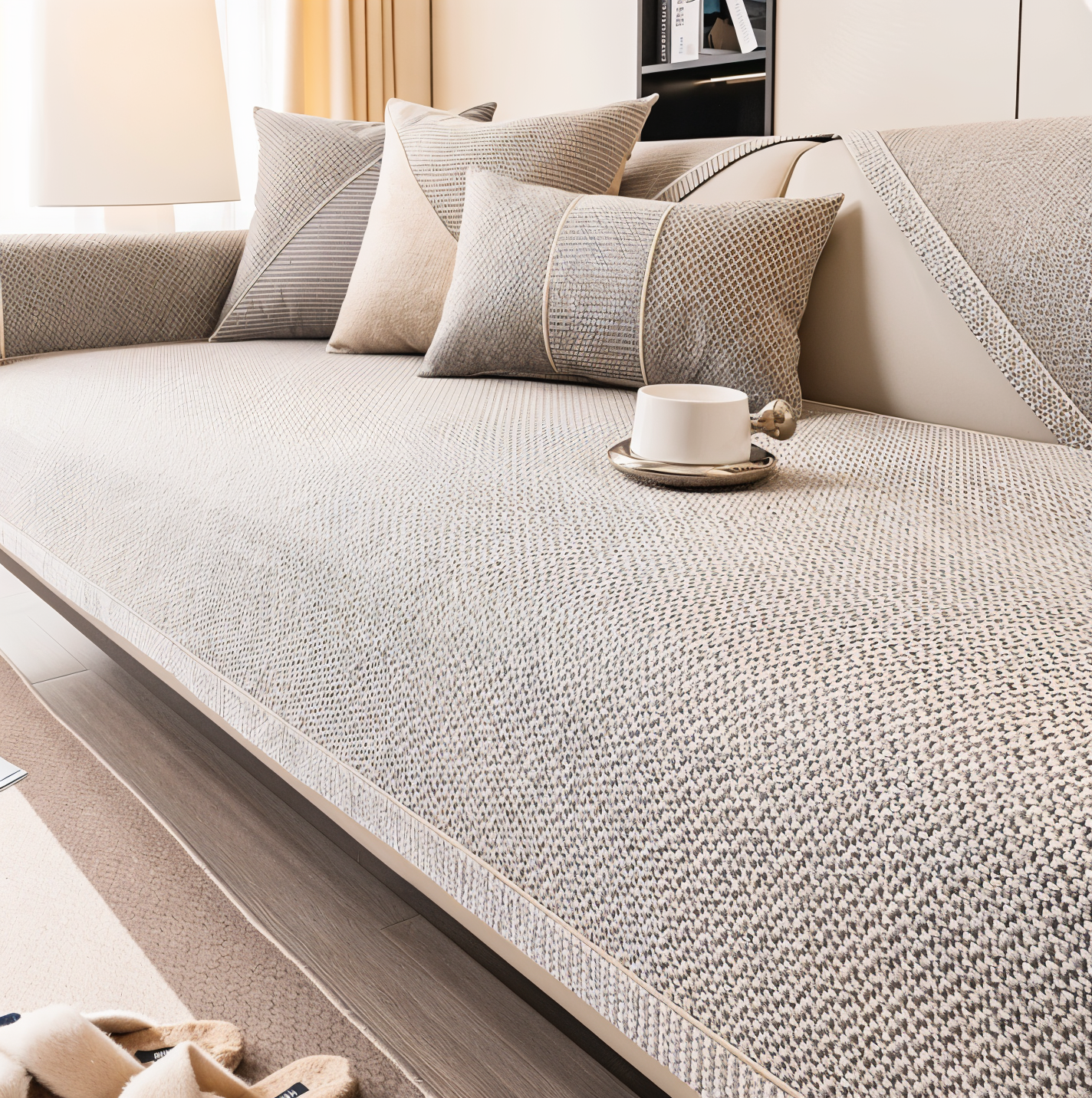 EternaWeave Satin Couch Cover | Solid Non-Slip Protective Design