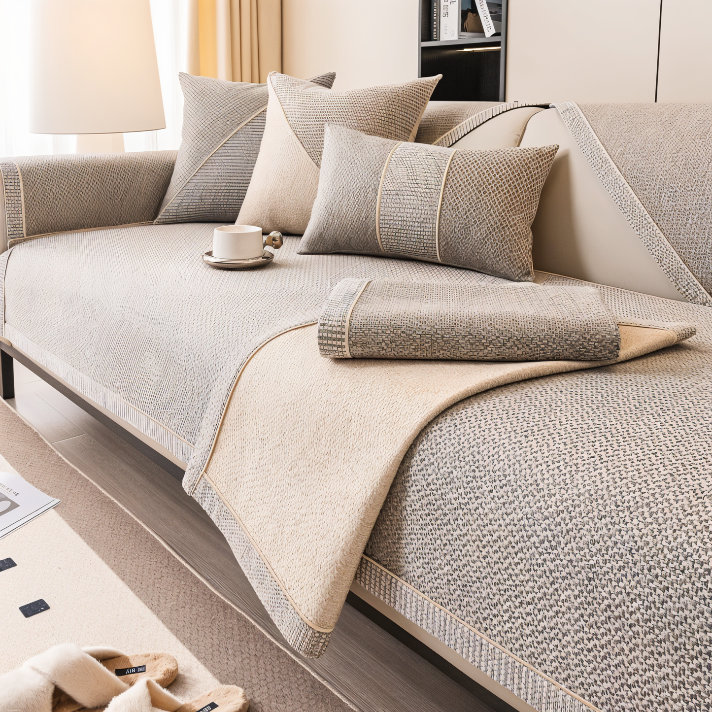 EternaWeave Satin Couch Cover | Solid Non-Slip Protective Design