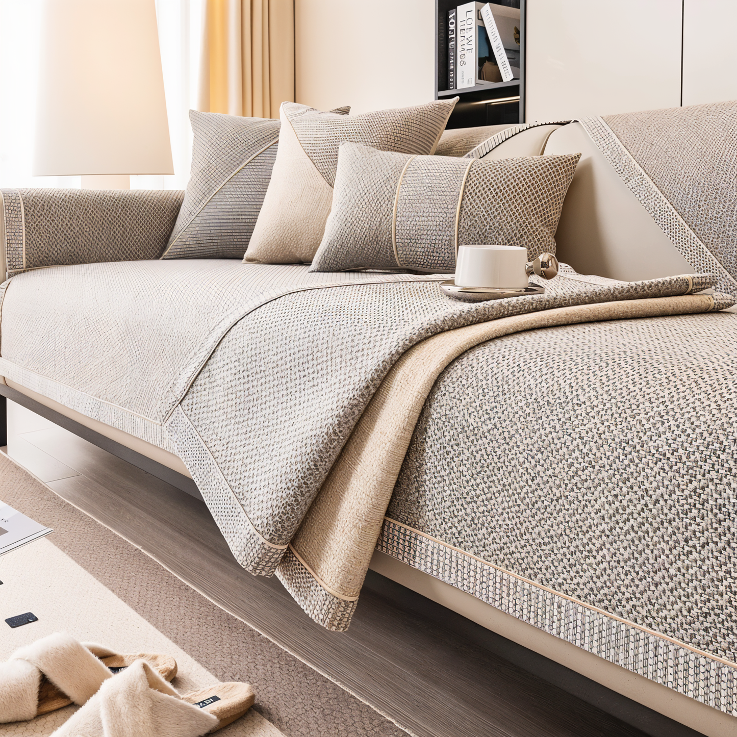 EternaWeave Satin Couch Cover | Solid Non-Slip Protective Design