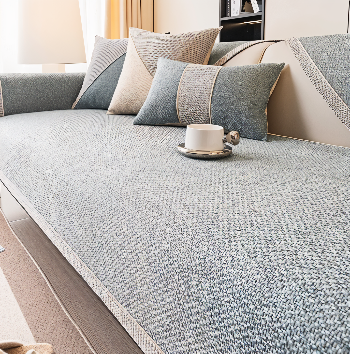 EternaWeave Satin Couch Cover | Solid Non-Slip Protective Design