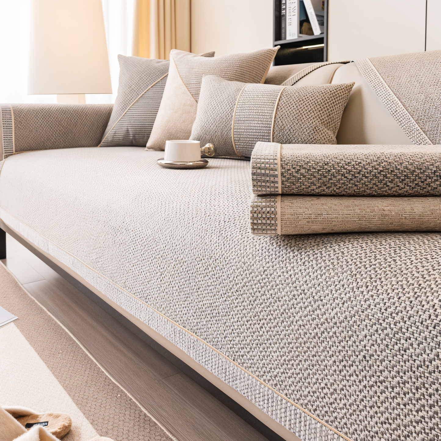 EternaWeave Satin Couch Cover | Solid Non-Slip Protective Design