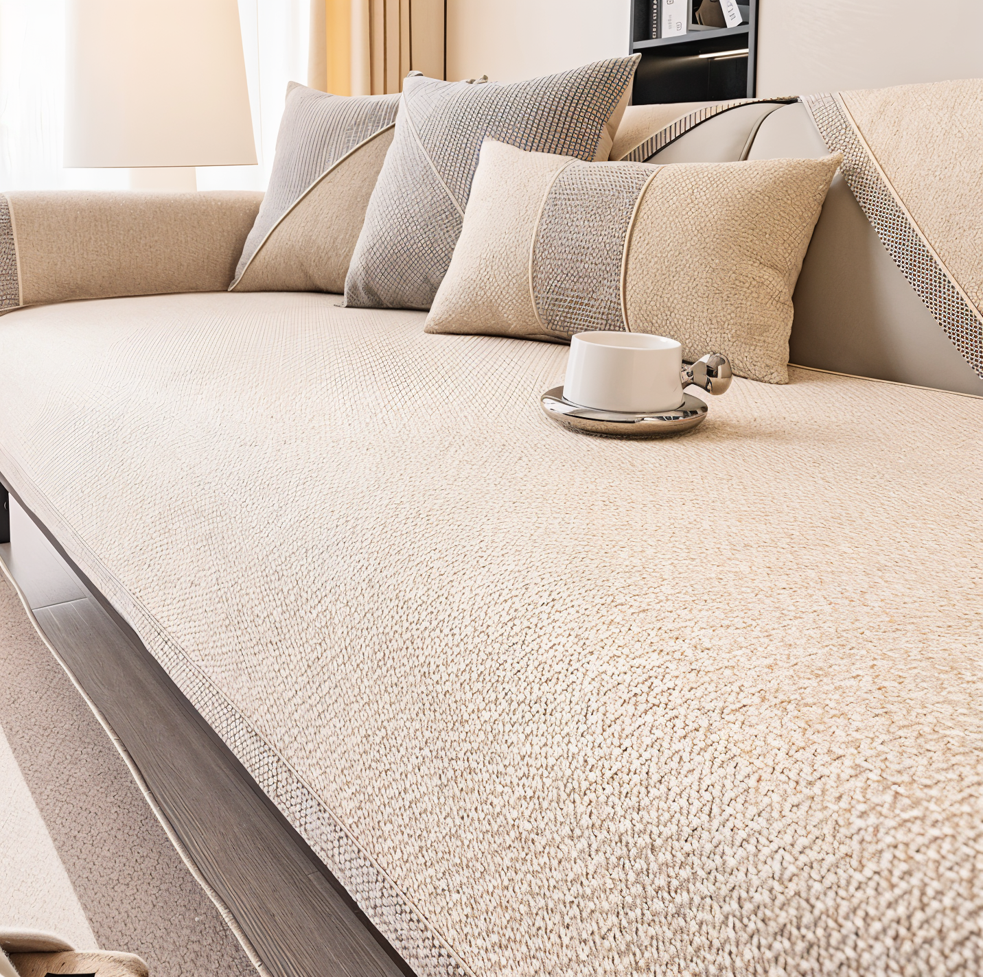 EternaWeave Satin Couch Cover | Solid Non-Slip Protective Design