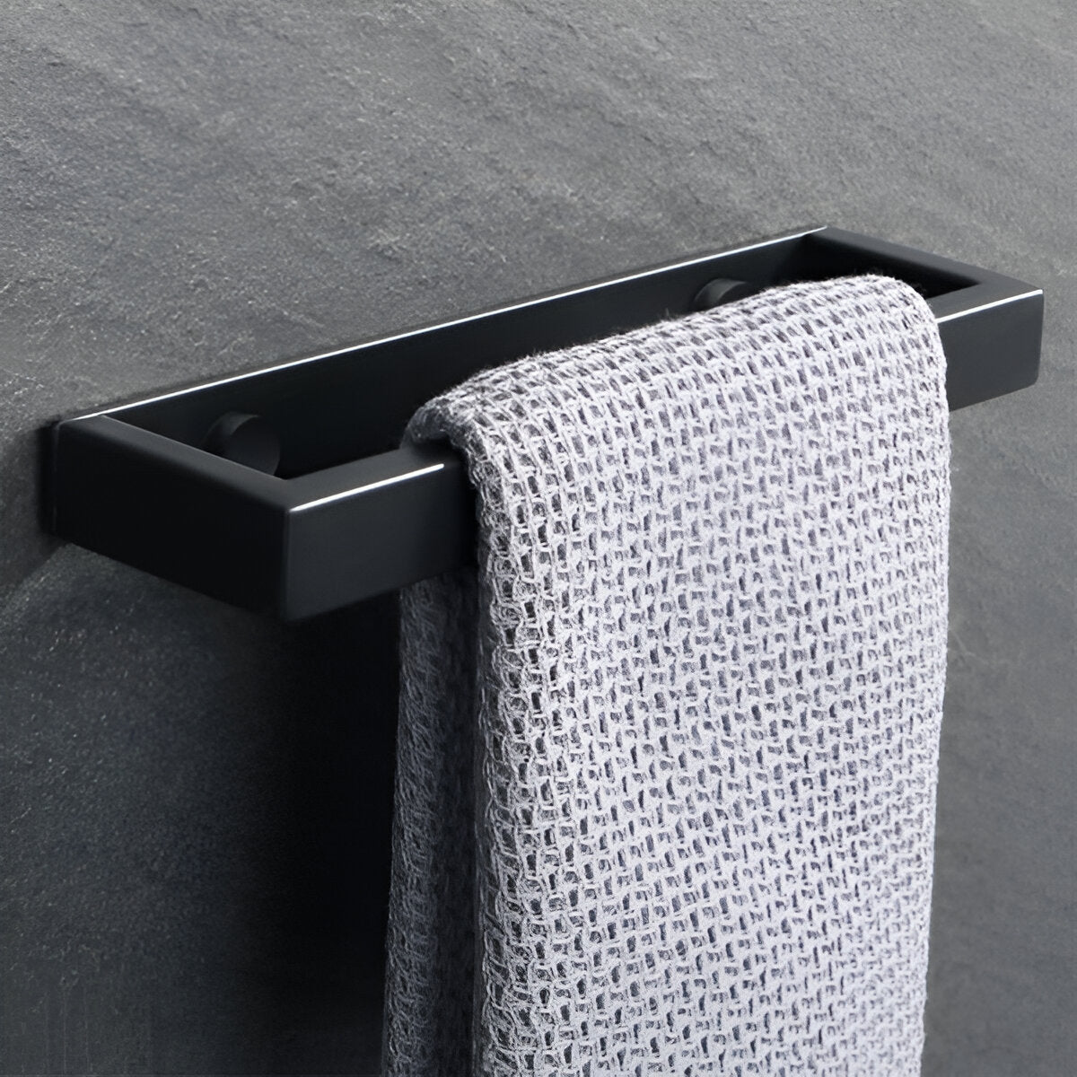 LumeaEdge Towel Holder | Contemporary Black Wall Rack