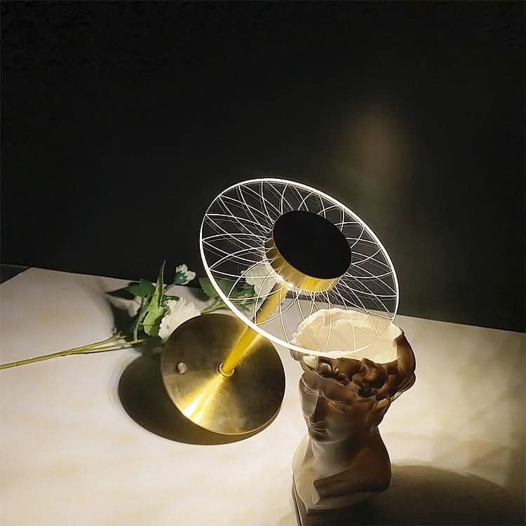 LumiDisc Crystal Lamp | Cordless Rechargeable LED Light for Elegant Tabletop Sparkle