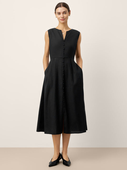 Kendall | Women’s Linen V-Neck Sleeveless Maxi Dress