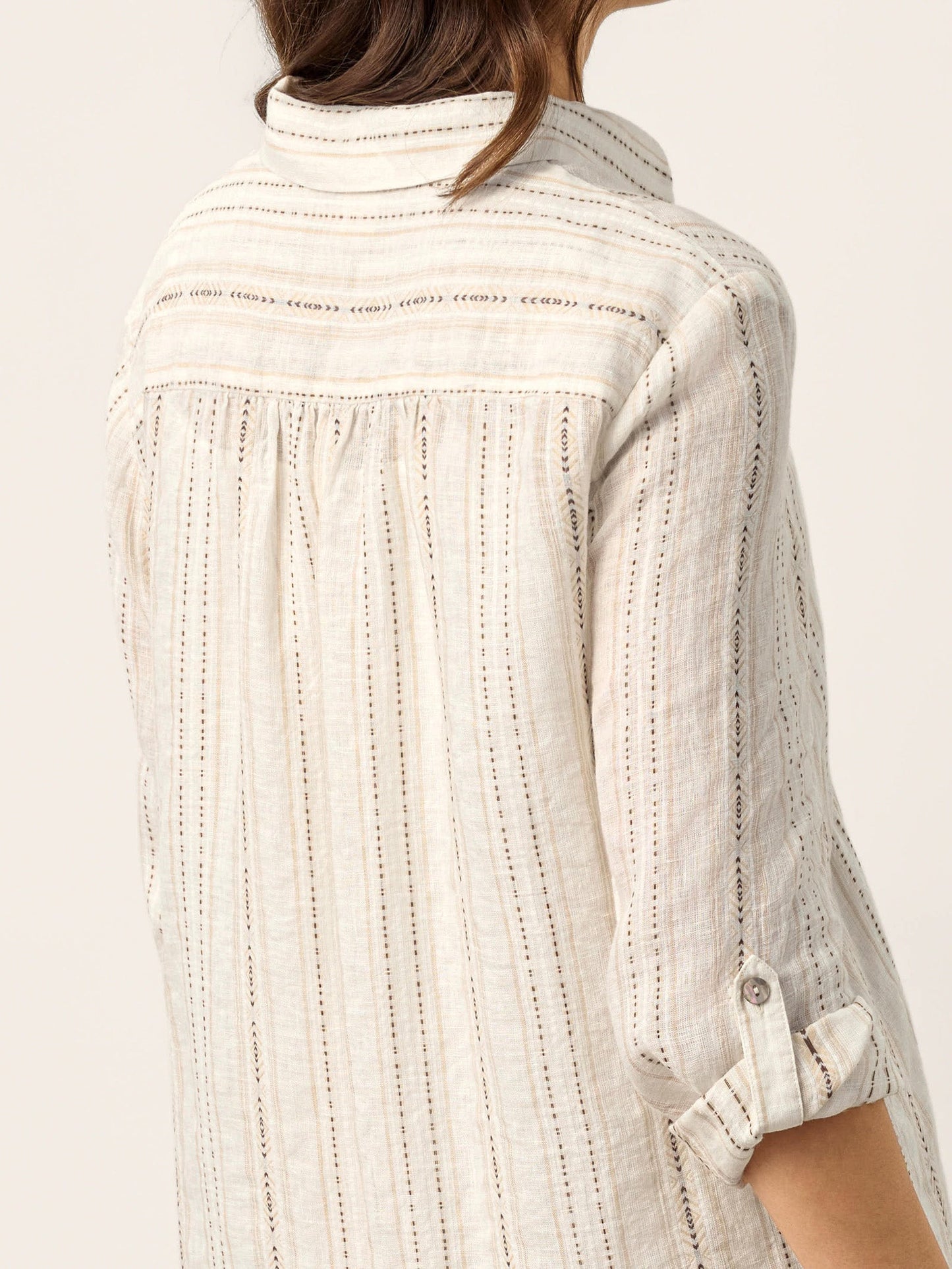 Sutton | Women’s Linen Striped Tab-Sleeve Boho Shirt Dress