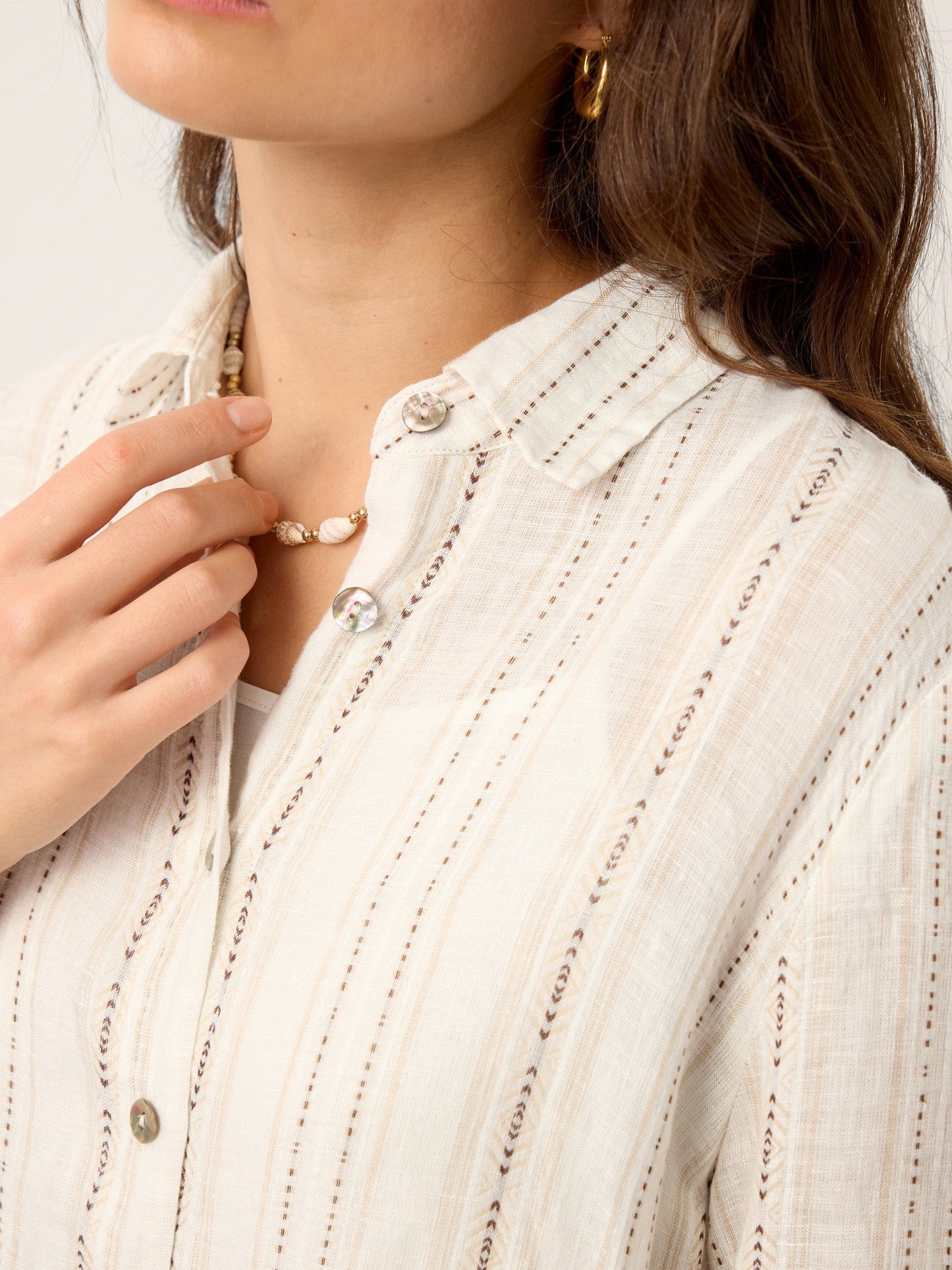 Sutton | Women’s Linen Striped Tab-Sleeve Boho Shirt Dress