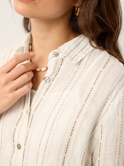 Sutton | Women’s Linen Striped Tab-Sleeve Boho Shirt Dress