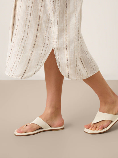 Sutton | Women’s Linen Striped Tab-Sleeve Boho Shirt Dress