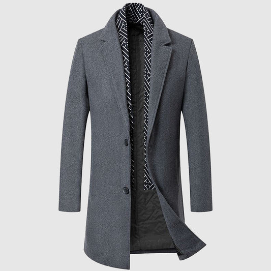 Warren | Men’s Classic Coat with Contrasting Collar & Timeless Design