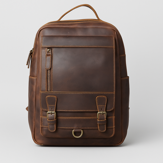 Luca | Vegan Leather Laptop Backpack with Padded Sleeve and Ample Storage