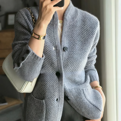 Amelie | Women’s Textured Knit Cardigan with Button-Up Front
