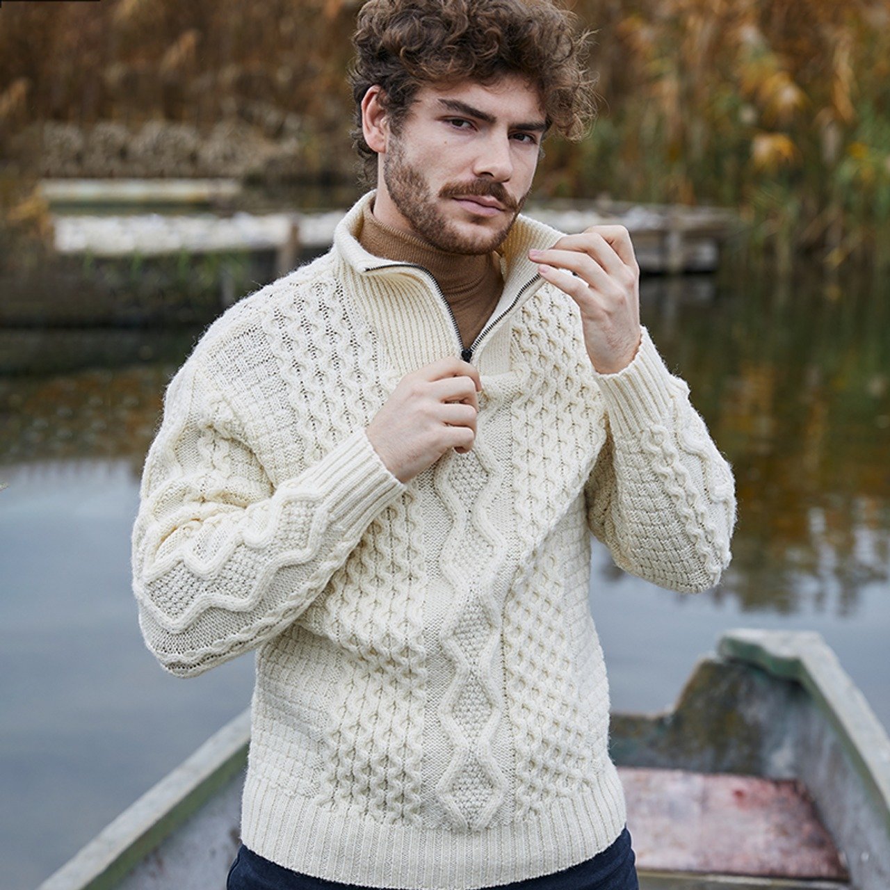 Dorian | Men’s Wool Blend Cable Knit Half-Zip Sweater
