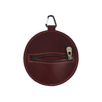 Mini Bucket Hat Coin Purse in Crazy Horse Leather – Stylish Change Purse with Zipper Closure and Metal Hook for Easy Attachment 7