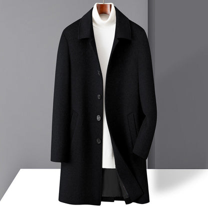Maxwell | Men’s Straight Fit Mid-Length Wool Coat with Notch Lapel