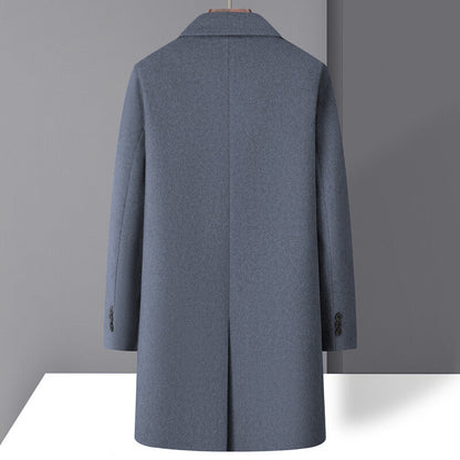 Maxwell | Men’s Straight Fit Mid-Length Wool Coat with Notch Lapel