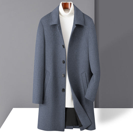 Maxwell | Men’s Straight Fit Mid-Length Wool Coat with Notch Lapel