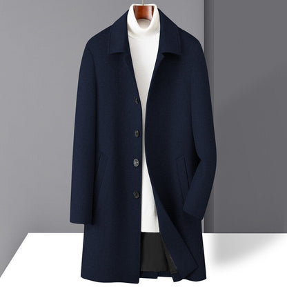 Maxwell | Men’s Straight Fit Mid-Length Wool Coat with Notch Lapel