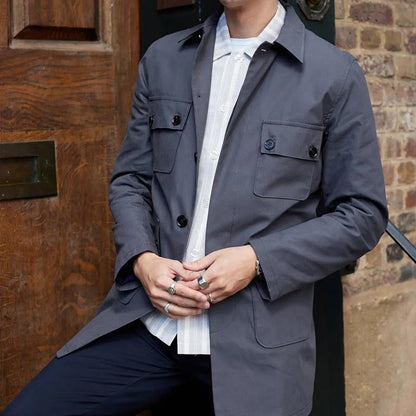 Finn | Men’s Leather Trench Coat with Single-Breasted Closure